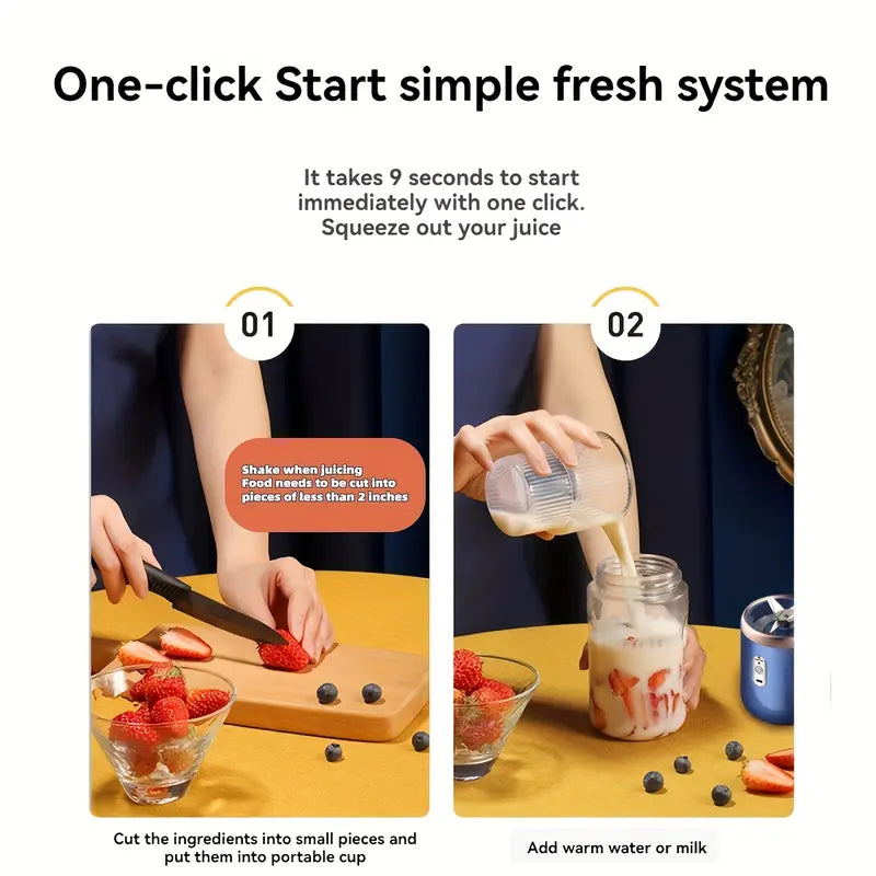 Batidora Eléctrica Portátil de 13.53oz, Mezclador Mini Recargable